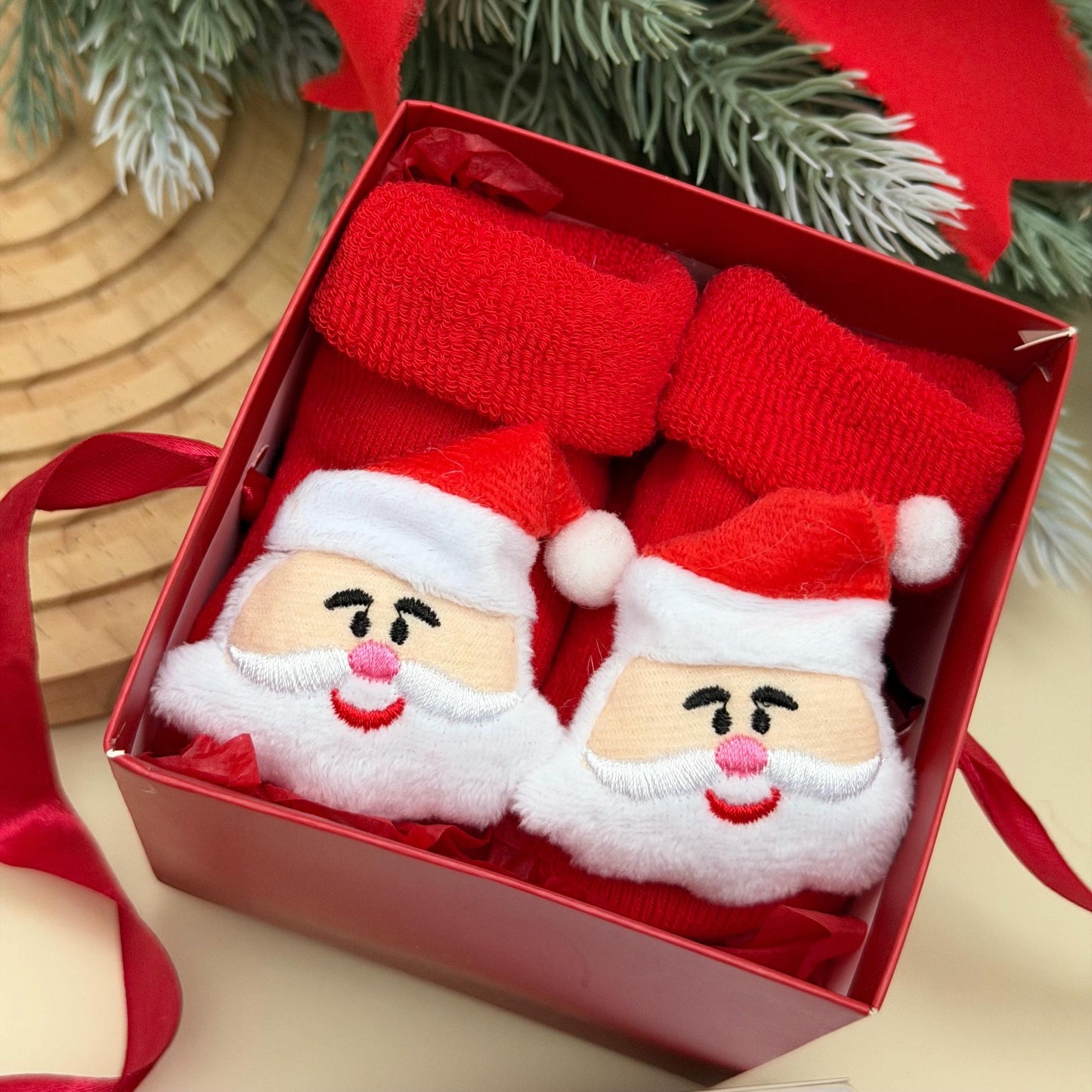 Christmas Grandparents Pregnancy Announcement Box -Santa baby - gift for Aunt, Uncle - Surprise for Grandma & Grandpa - Keep my booties safe