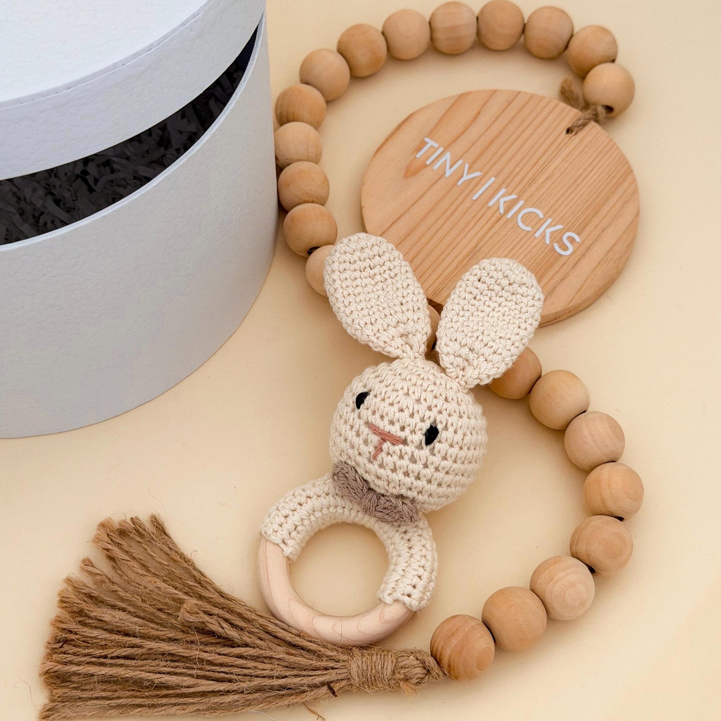 Pregnancy Announcement Gift: Acrylic Sign, Bunny Rattle, Grandparent Surprise