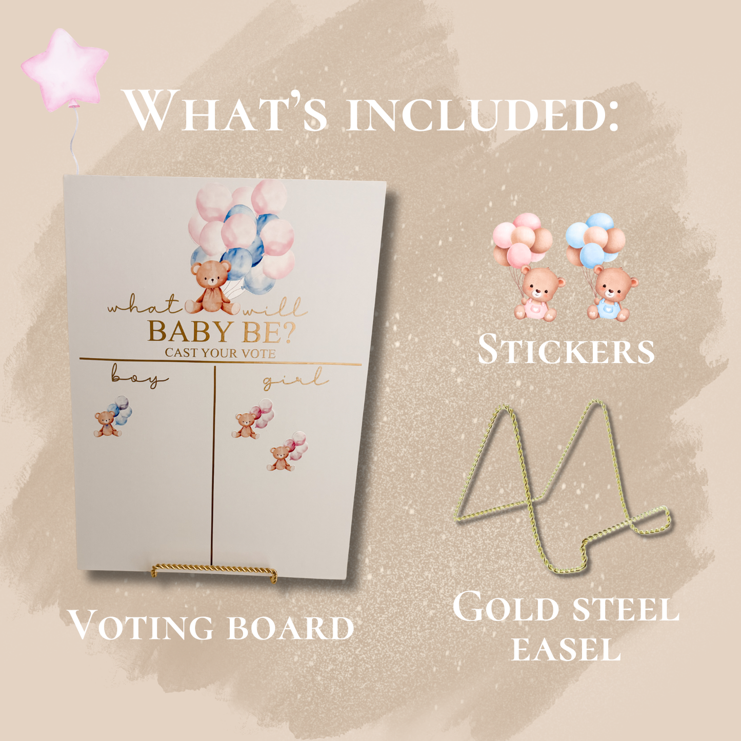 Gender Reveal Voting Board – Team Boy or Team Girl Baby Shower Game