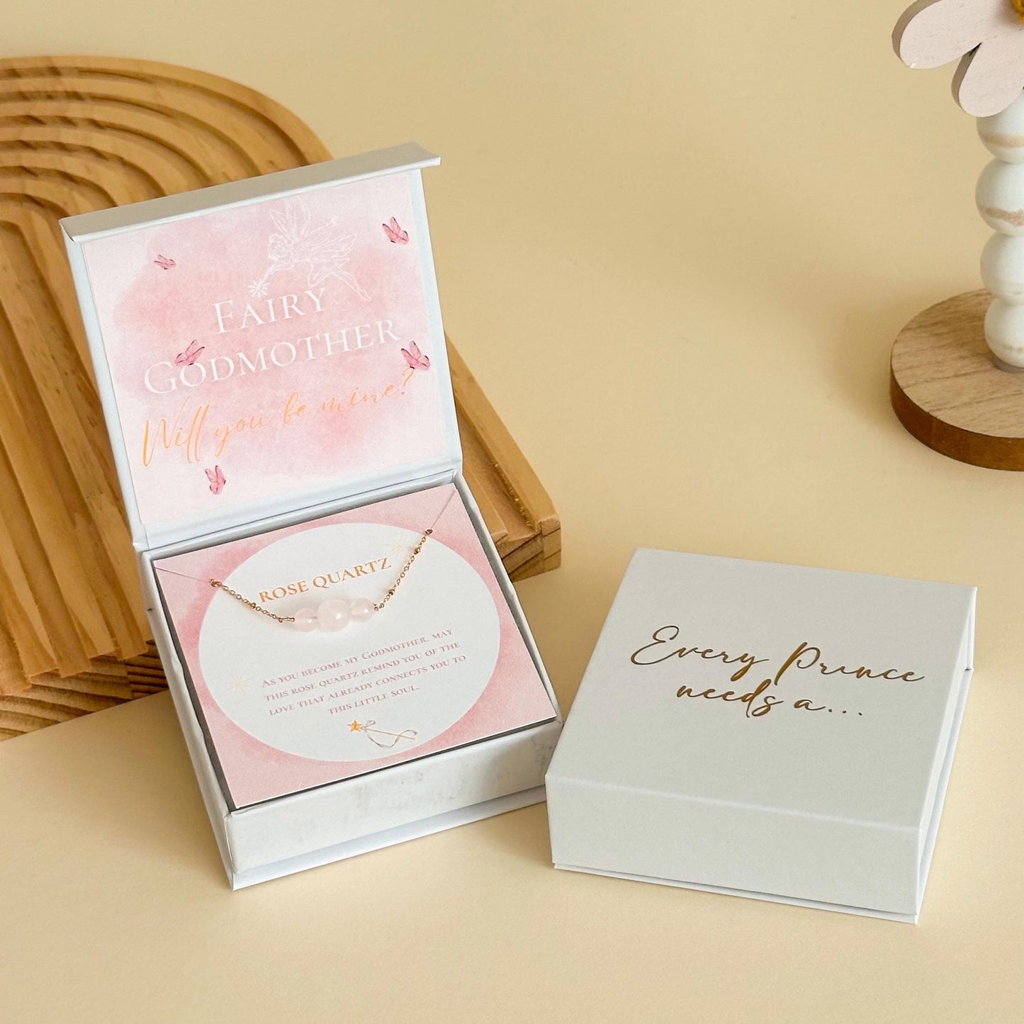 Will You Be My Godmother Bracelet Gift Box – Rose Quartz Proposal