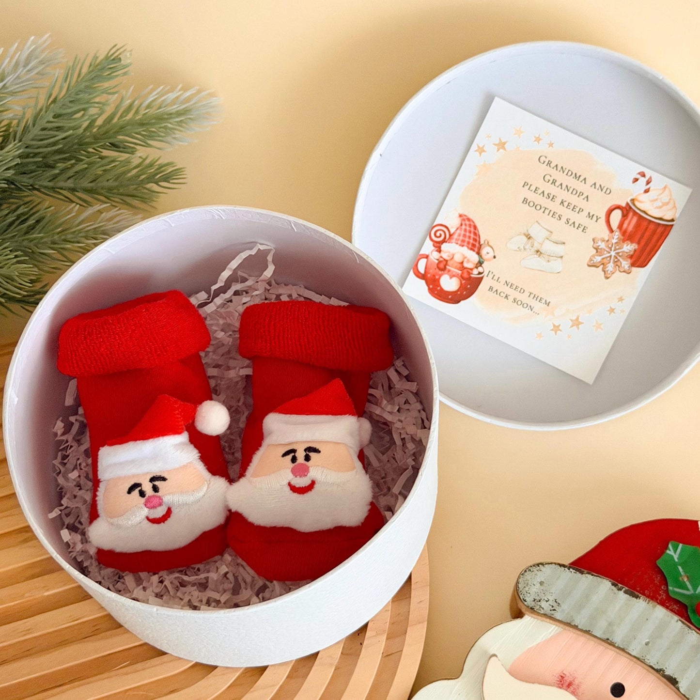 Christmas Grandparents Pregnancy Announcement Box - Santa Baby - Keepsake Surprise for Grandma & Grandpa, Baby reveal Idea