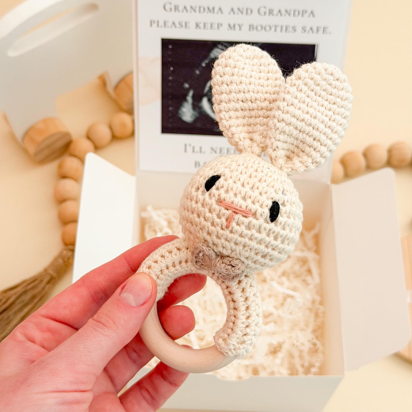 Sonogram Pregnancy Announcement Box – Grandma Grandpa Keep my booties safe