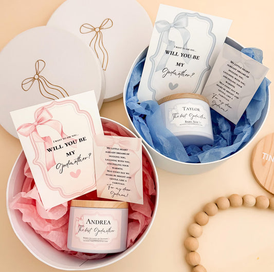 Will You Be My Godmother Gift Box – Personalized Godmother Proposal Candle