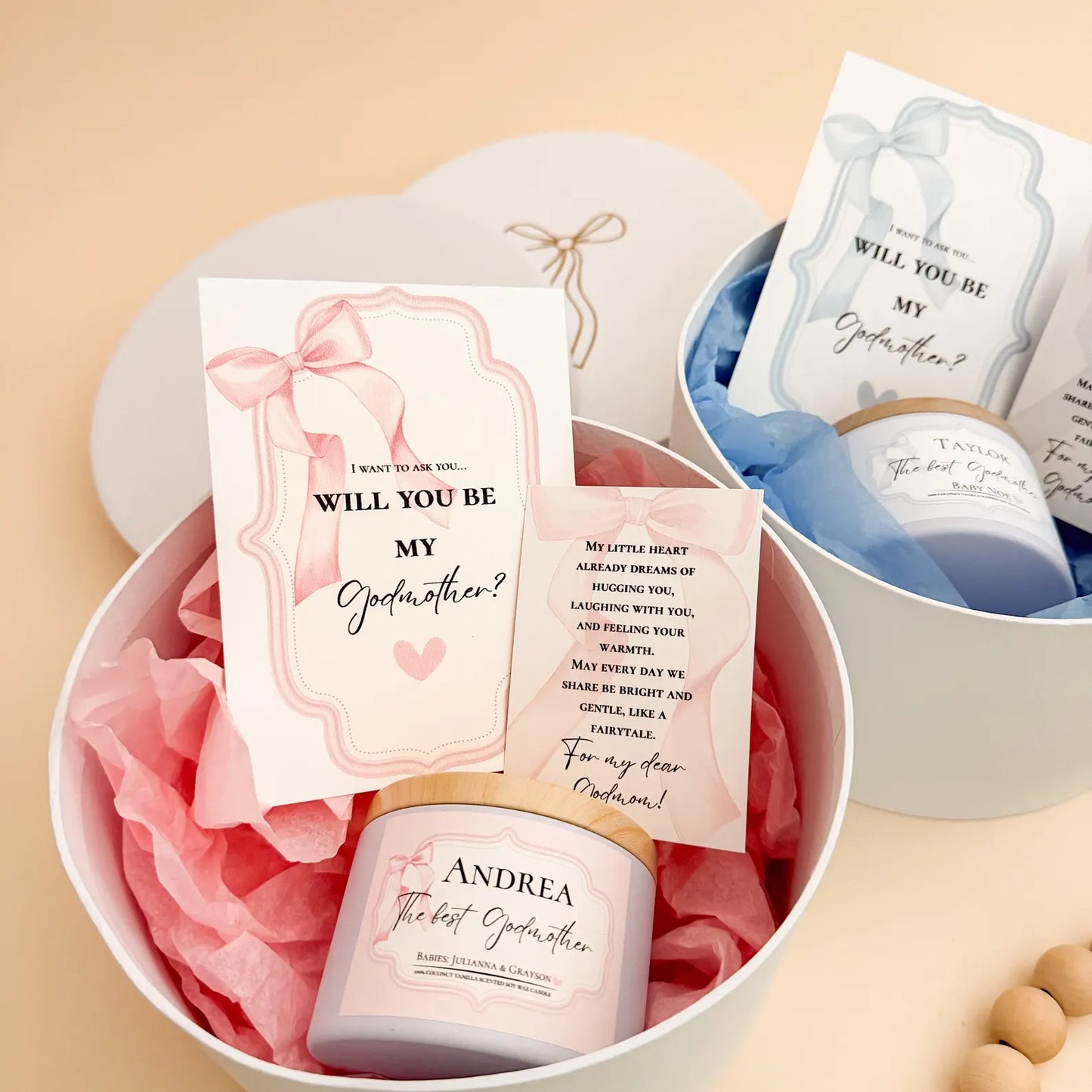 Will You Be My Godmother Gift Box – Personalized Godmother Proposal Candle