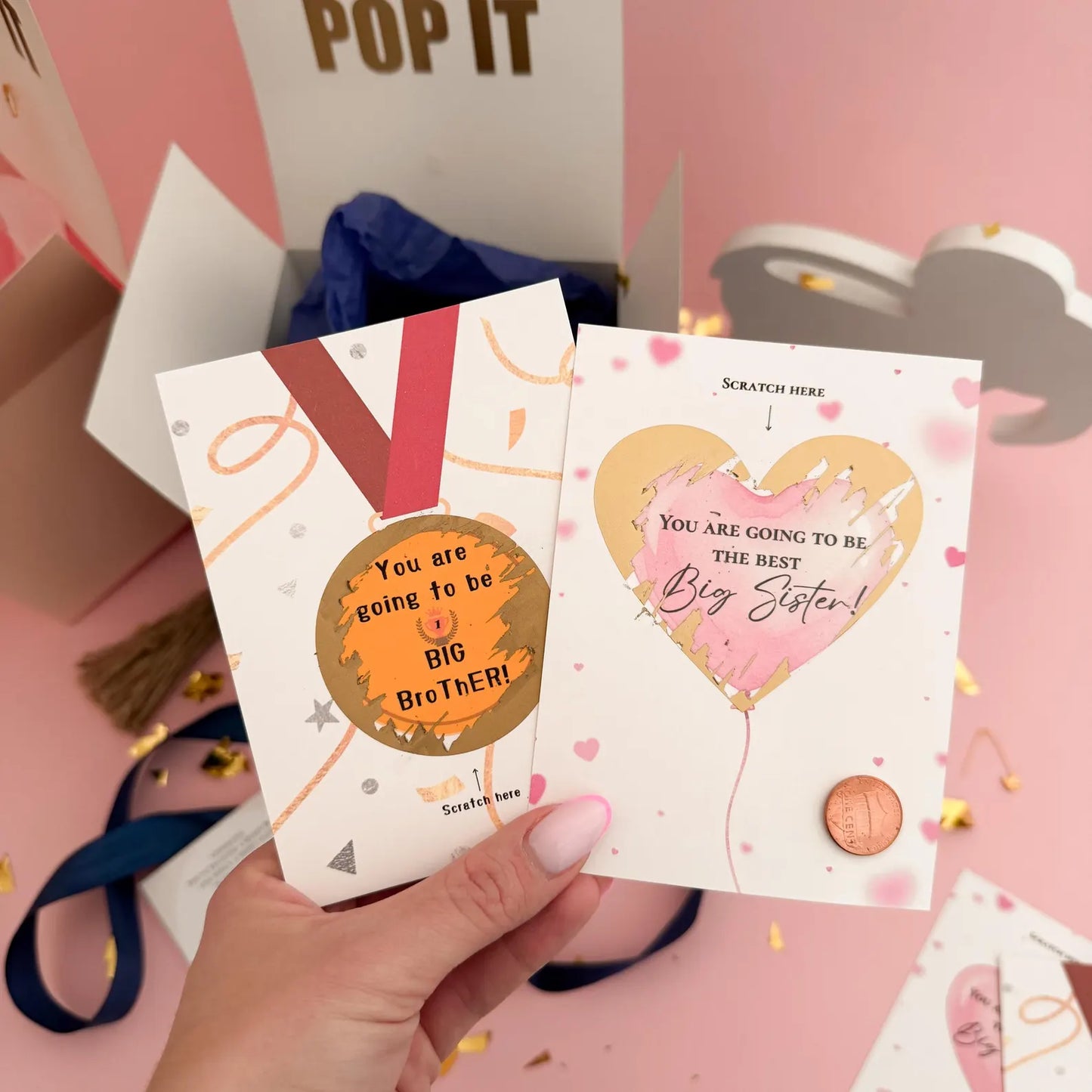 Pregnancy Announcement Scratch Card – Big Sister or Big Brother Reveal